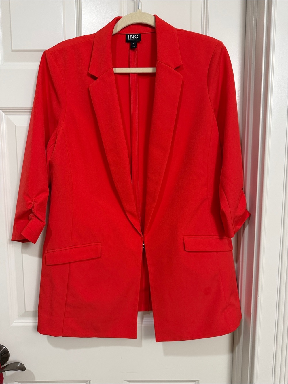 INC International Concepts Bright Red Open-Front Blazer